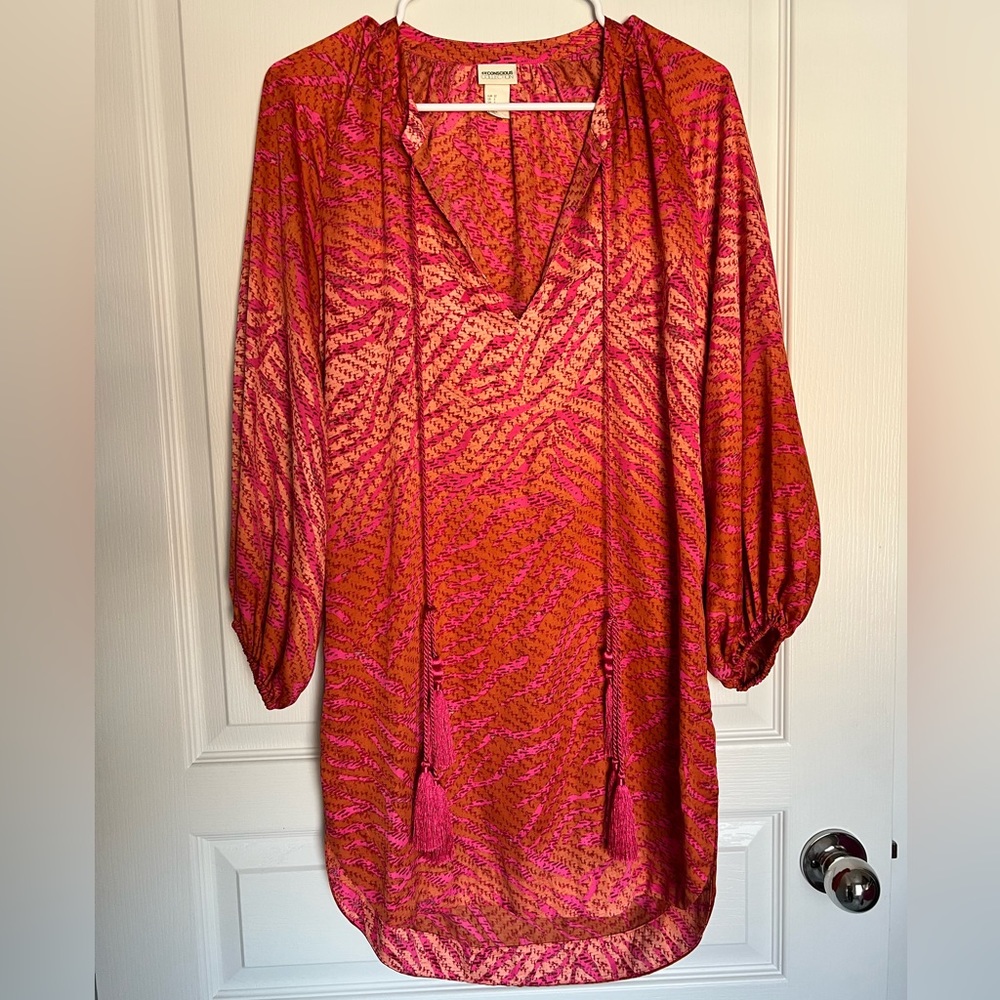 Printed Bathing Suit Cover with Tassels
